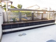 紺×白の花壇デザイン