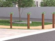 木調カラーの車止め「タフポール」